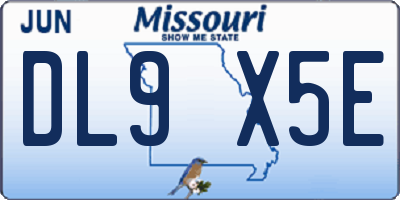 MO license plate DL9X5E