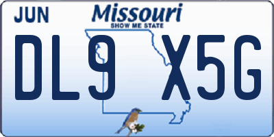 MO license plate DL9X5G