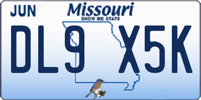 MO license plate DL9X5K