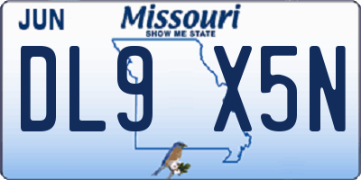 MO license plate DL9X5N