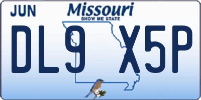 MO license plate DL9X5P