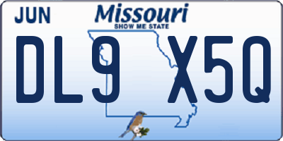 MO license plate DL9X5Q