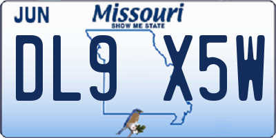 MO license plate DL9X5W