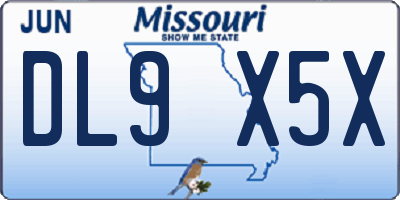 MO license plate DL9X5X