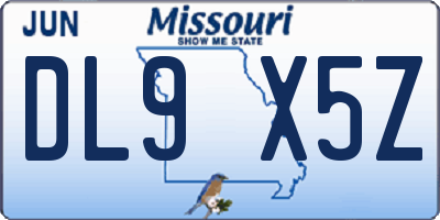 MO license plate DL9X5Z