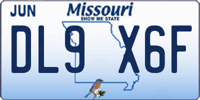 MO license plate DL9X6F