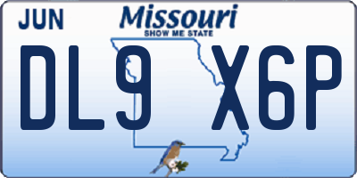 MO license plate DL9X6P