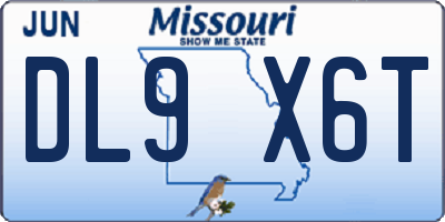 MO license plate DL9X6T