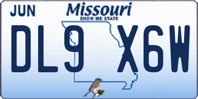 MO license plate DL9X6W