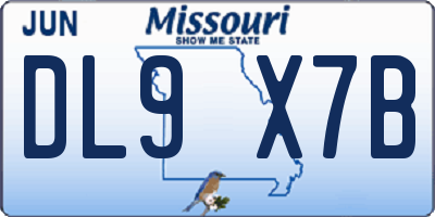 MO license plate DL9X7B