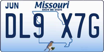 MO license plate DL9X7G