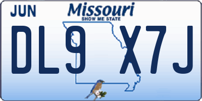 MO license plate DL9X7J