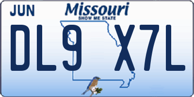 MO license plate DL9X7L