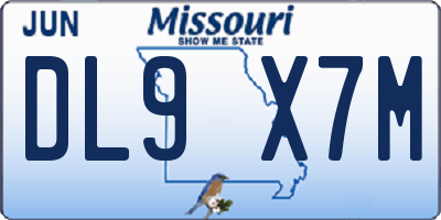 MO license plate DL9X7M