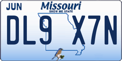 MO license plate DL9X7N