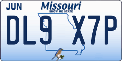 MO license plate DL9X7P