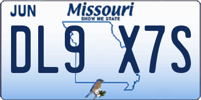 MO license plate DL9X7S