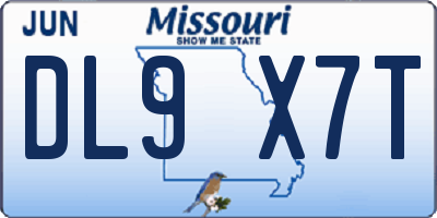 MO license plate DL9X7T