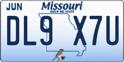 MO license plate DL9X7U