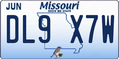 MO license plate DL9X7W