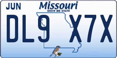 MO license plate DL9X7X