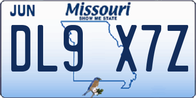 MO license plate DL9X7Z