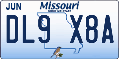 MO license plate DL9X8A