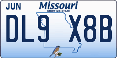 MO license plate DL9X8B