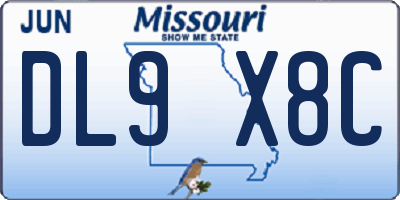 MO license plate DL9X8C