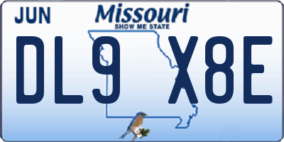 MO license plate DL9X8E