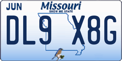 MO license plate DL9X8G