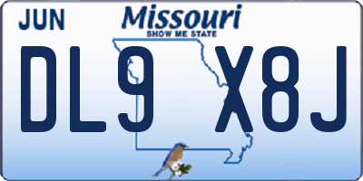 MO license plate DL9X8J