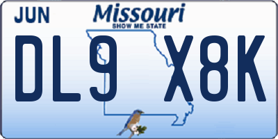 MO license plate DL9X8K