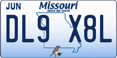 MO license plate DL9X8L