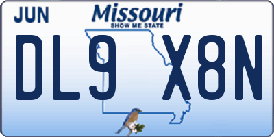 MO license plate DL9X8N