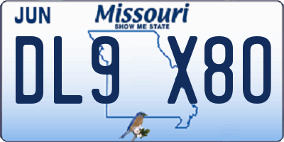 MO license plate DL9X8O
