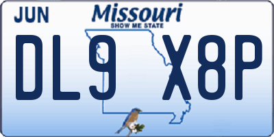 MO license plate DL9X8P