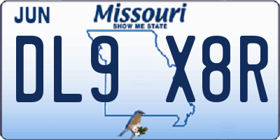 MO license plate DL9X8R