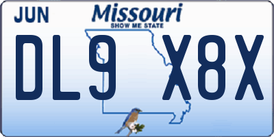 MO license plate DL9X8X