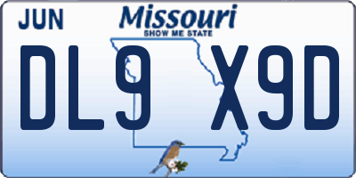 MO license plate DL9X9D