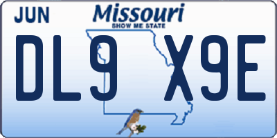MO license plate DL9X9E