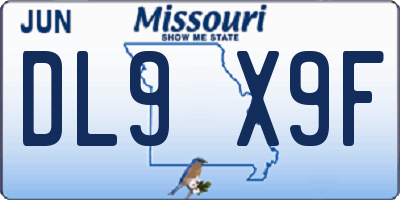 MO license plate DL9X9F