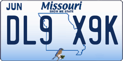 MO license plate DL9X9K
