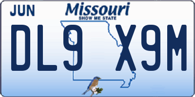 MO license plate DL9X9M