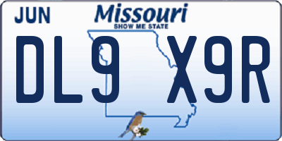 MO license plate DL9X9R
