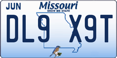 MO license plate DL9X9T