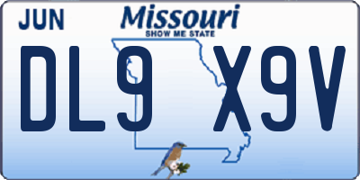 MO license plate DL9X9V