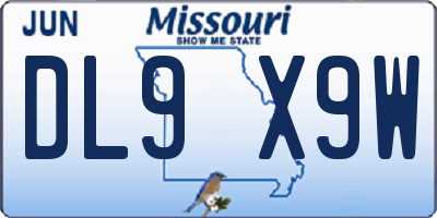 MO license plate DL9X9W