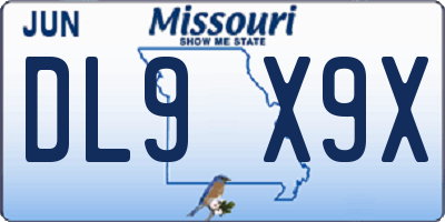 MO license plate DL9X9X