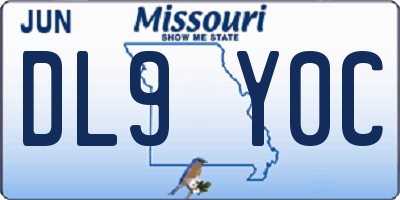 MO license plate DL9Y0C